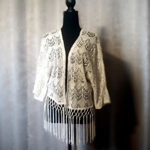 Maurices cream color Crochet Wrap with arms, Kimono, or Cardigan.